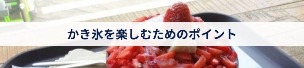 かき氷を楽しむためのポイント